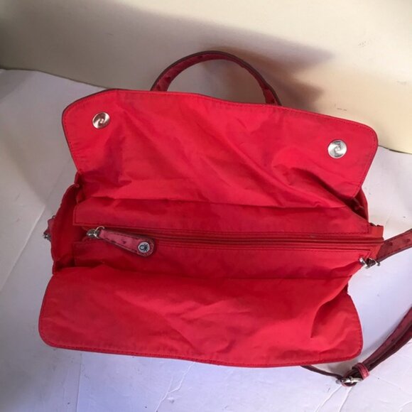 UNITED COLORS OF BENETTON Nylon Satchel Shoulder Crossbody Bag Tote Zip Snap Red - Picture 6 of 15